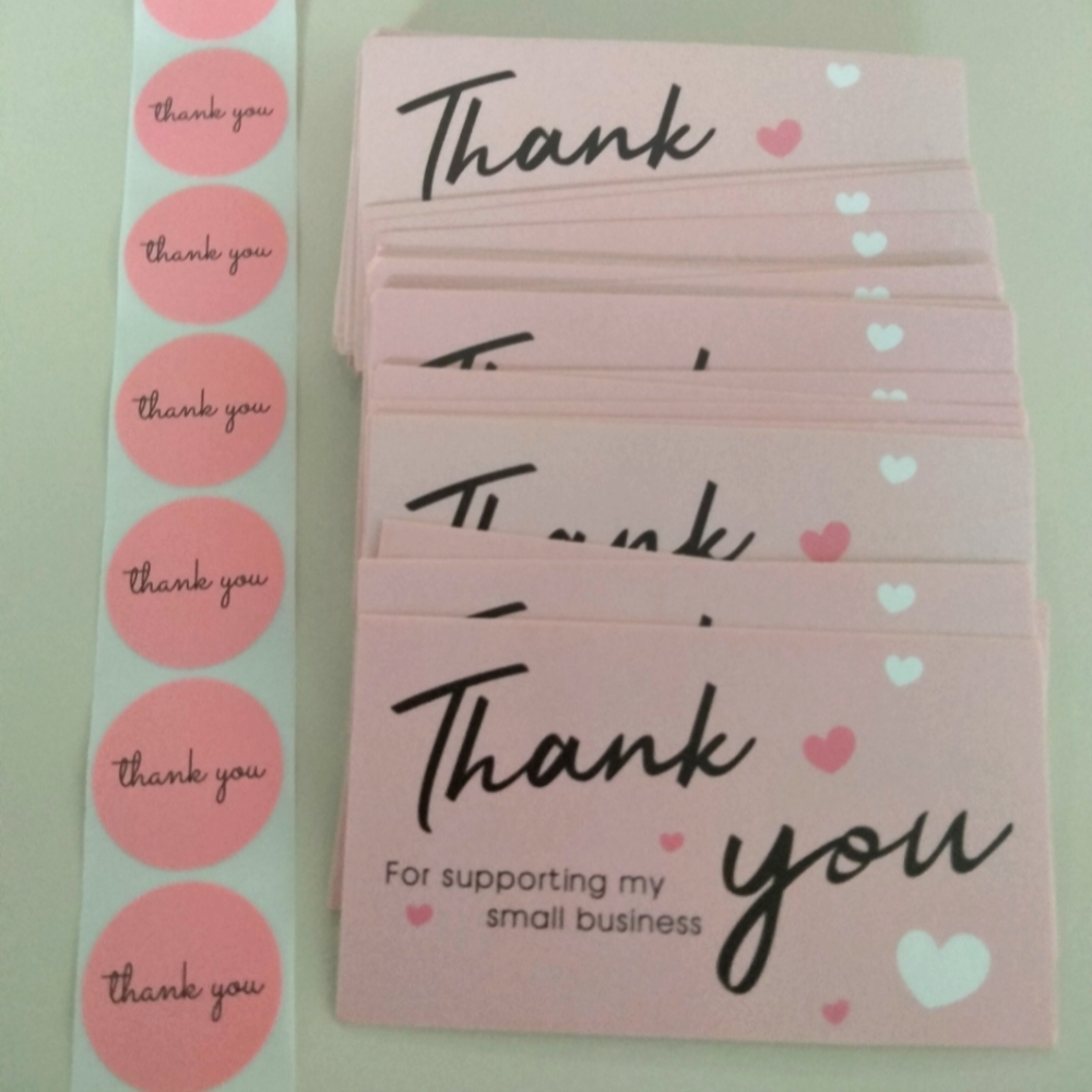 🩷50 Thank You Small Business Cards 50 Thank You Stickers🩷
